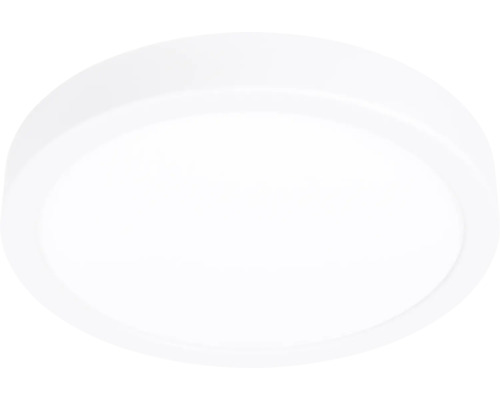 Plafonnier rond et plat en blanc.