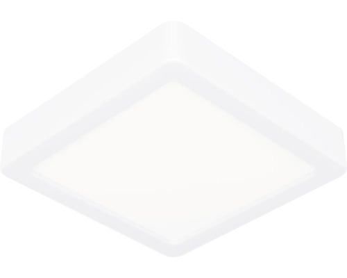 Quadratische LED-Deckenleuchte mit weißem Gehäuse und matter Abdeckung.