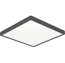 Plafonnier LED carré avec cadre gris foncé et diffuseur blanc.