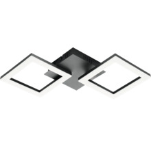 Plafonnier LED moderne carré en métal noir avec deux cadres lumineux.