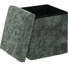 Boîte de rangement en tissu structuré avec couvercle amovible et doublure intérieure.