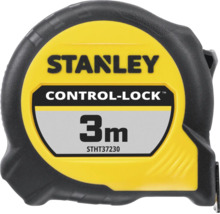 Mètre ruban Stanley Control-Lock, longueur 3 mètres, boîtier caoutchouté.