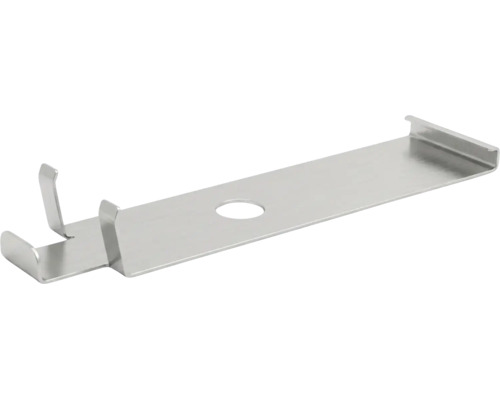 Griffe de fixation murale en métal avec perçage pour lambris et bois profilé.