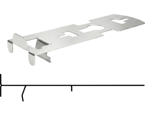 Support de montage métallique pour revêtements muraux ou systèmes de façade avec découpes.