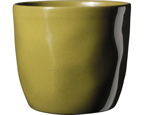 Ein runder Pflanztopf aus Keramik mit strukturierter Oberfläche ohne Abflussloch.