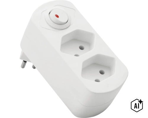 Adaptateur double prise avec interrupteur (Image AI modified or generated)