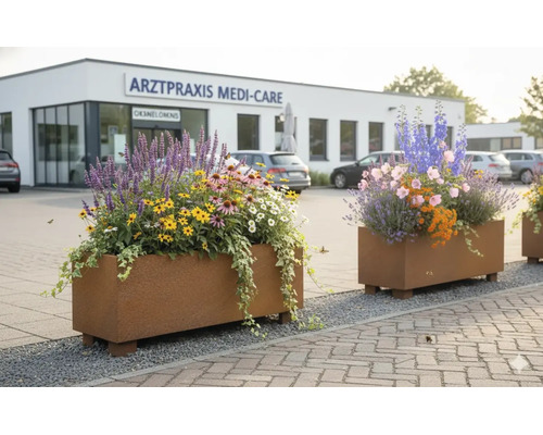Bac à plantes cloison Palatino Lotte Steps acier Corten 150 x 50 x 59,5 cm rouille