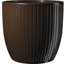 Cache-pot rond en céramique avec structure rainurée verticale