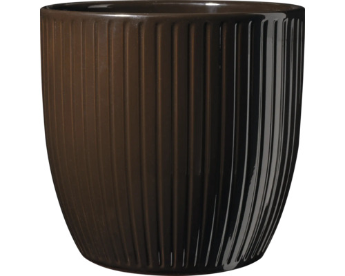 Cache-pot rond en céramique avec structure rainurée verticale
