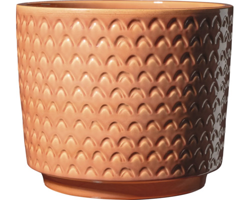 Cache-pot rond en céramique avec motif à écailles en relief pour intérieur