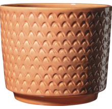 Cache-pot rond en céramique avec motif à écailles en relief pour intérieur