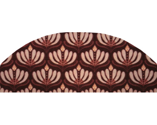 Marchette d'escalier demi-lune en moquette avec motif d'éventail Art déco élégant.