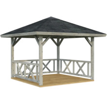 Pavillon Palmako Betty 9,0 m² viereckig mit Geländer ohne Fussboden 300 x 300 cm tauchgrundiert grau
