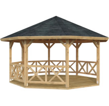 Pavillon Palmako Betty 18,0 m² achteckig mit Geländer ohne Fussboden 465 x 465 cm tauchgrundiert braun