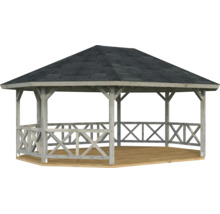 Pavillon Palmako Betty 25,0 m² octogonal avec garde-corps sans plancher 617 x 467 cm gris