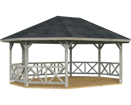 Pavillon Palmako Betty 25,0 m² octogonal avec garde-corps sans plancher 617 x 467 cm gris
