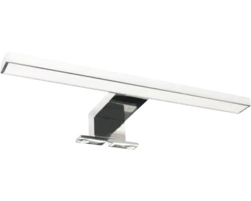 LED-Spiegelleuchte in Chrom-Optik mit länglicher Form für die Badezimmermontage.
