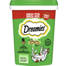 Friandises pour chats Dreamies à la cataire dans une boîte résistante aux griffes, 350 grammes.