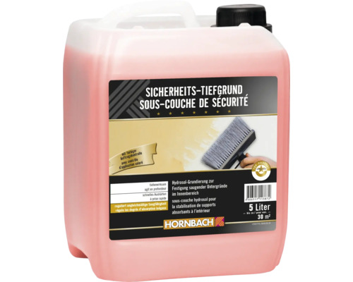 Hornbach Sicherheits-Tiefgrund, Hydrosol-Grundierung für innen, 5 Liter Kanister, für circa 30 Quadratmeter.