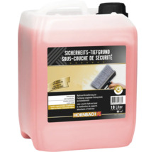 Sous-couche de sécurité Hornbach en bidon de 10 litres, primaire hydrosol pour supports absorbants en intérieur avec contrôle d'application coloré.