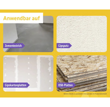 Geeignet für Zementestrich, Gipsputz, Gipskartonplatten und OSB-Platten.