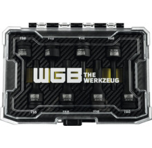 Jeu de 8 embouts Torx WGB The Werkzeug en acier chrome-molybdène dans un coffret en plastique.