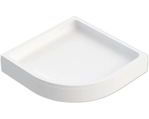 Receveur de douche quart de cercle blanc avec bord haut pour installation en angle.