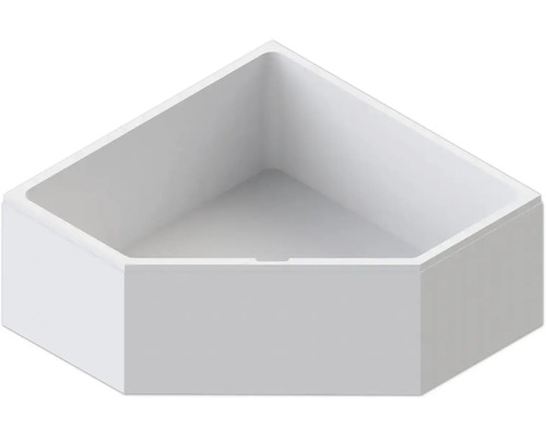 Receveur de douche d angle blanc en forme pentagonale pour installation dans la salle de bain.
