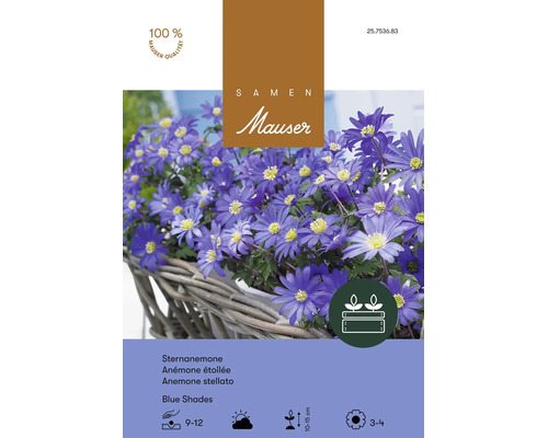 Bulbes de fleurs Samen Mauser «Anémones blanda Blue Shades», bleu, 20 pièces