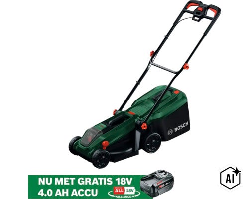 Akku-Rasenmäher Bosch Rotak 18V-32, inkl. Akku 4,0 Ah und Ladegerät (Image AI modified or generated)