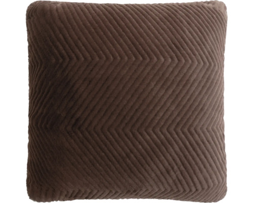 Coussin décoratif carré avec motif en zigzag texturé et surface douce.