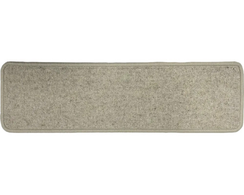 Marchette d'escalier rectangulaire avec coins arrondis, surface à boucles structurée et bord surjeté.