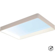 Quadratische LED Deckenleuchte mit flachem Design für eine gleichmäßige Raumbeleuchtung (Image AI modified or generated)