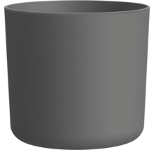 Cache-pot rond en matière plastique au design sobre pour usage intérieur et extérieur.