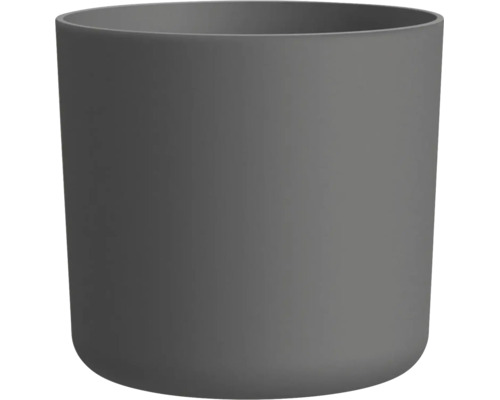 Cache-pot rond en matière plastique au design sobre pour usage intérieur et extérieur.