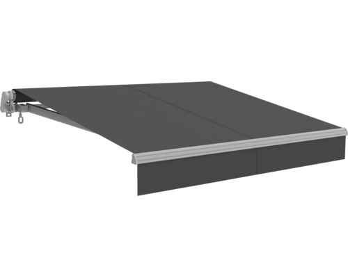 Store banne avec fixation murale et mécanisme à manivelle pour la protection solaire sur la terrasse ou le balcon