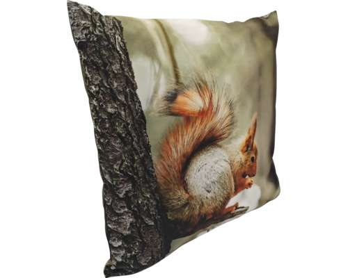 Coussin décoratif avec impression photo d un écureuil sur un tronc d arbre