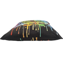 Coussin décoratif carré avec motif abstrait de gouttes de peinture sur fond sombre
