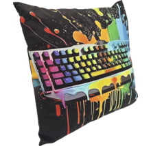 Coussin décoratif carré avec motif de clavier à effet de peinture qui coule comme accessoire de maison
