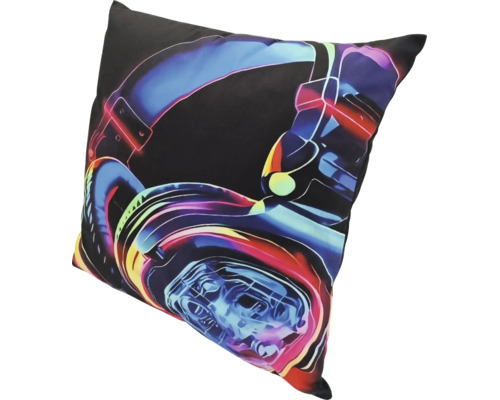 Coussin décoratif carré avec motif de casque pour salons modernes