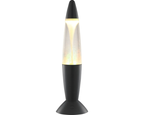 Lampe tornade décorative avec effet lumineux et base conique ainsi qu un capuchon pour un éclairage d ambiance.