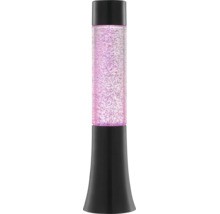 Dekorative Glitzerlampe mit zylindrischem Korpus und Standfuß