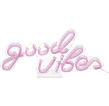 LED Leuchtschild Good Vibes mit Schriftzug in Schreibschrift Optik zur Wandmontage oder als Tischleuchte