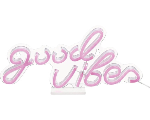 Wandlampe Neon Good Vibes 100 lm LED Leuchtschild Good Vibes mit Schriftzug in Schreibschrift Optik zur Wandmontage oder als Tischleuchte