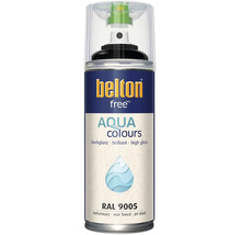 Belton free Aqua Colours Sprühlack in Tiefschwarz RAL 9005 mit Hochglanz Effekt in einer Spraydose
