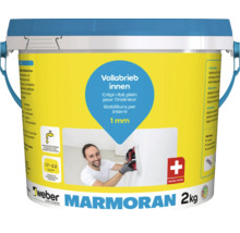 Eimer Vollabrieb Innenputz von Weber Marmoran mit 2 Kilogramm Inhalt fuer strukturierte Wandgestaltung im Innenbereich.