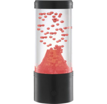 Lampe lave volcan dans un boîtier en verre cylindrique avec élément décoratif en forme de volcan et bulles ascendantes pour éclairage
