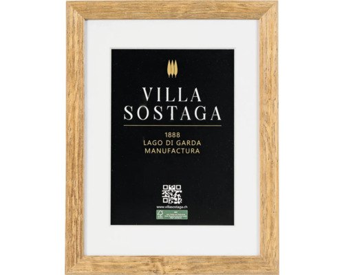 Bilderrahmen aus Holz mit Struktur und Passepartout für ein Bild von Villa Sostaga.