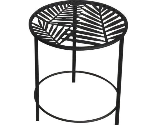 Table d appoint ronde en métal avec motif de feuilles sur le plateau