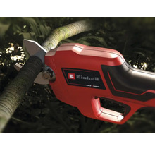 Einhell Akku Astschere beim Schneiden eines Baumzweiges.